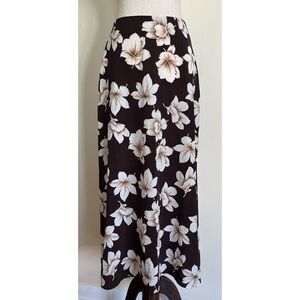Vintage 90s Floral Skirt Sense Brown and White Maxi Lightweight Size Small